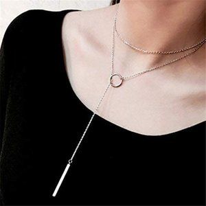 925 Sterling Silver Plated Open Circle Necklace